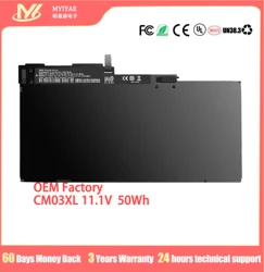 CM03XL Laptop Battery 50Wh For HP EliteBook HSTNN-UB6Q 801554-001 11.4V 48Wh 3Cell Battery