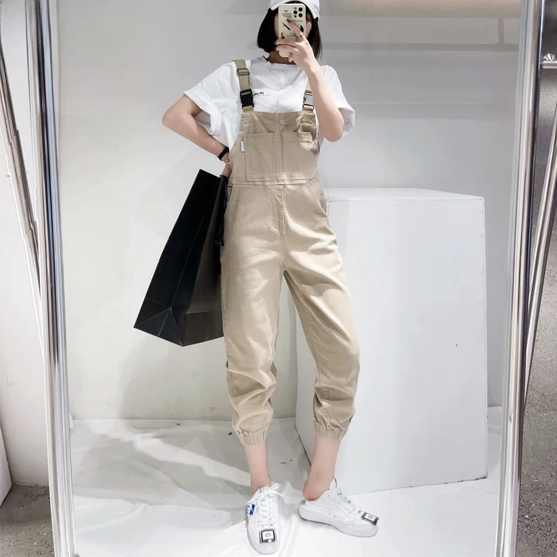 

Модные повседневные брюки-карго светло-бежевого цвета для женщин, свободные брюки с высокой талией из хлопкового стрейч-денима, антивозрастные, трендовые