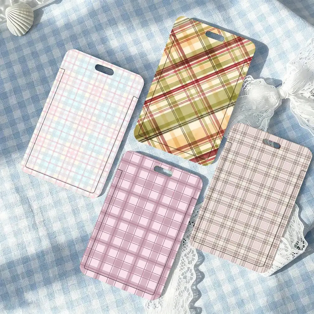 Plaid Lanyard Card Holders Student ID Card Holders Neckband Card Holders Access Control Accessories Gifts
