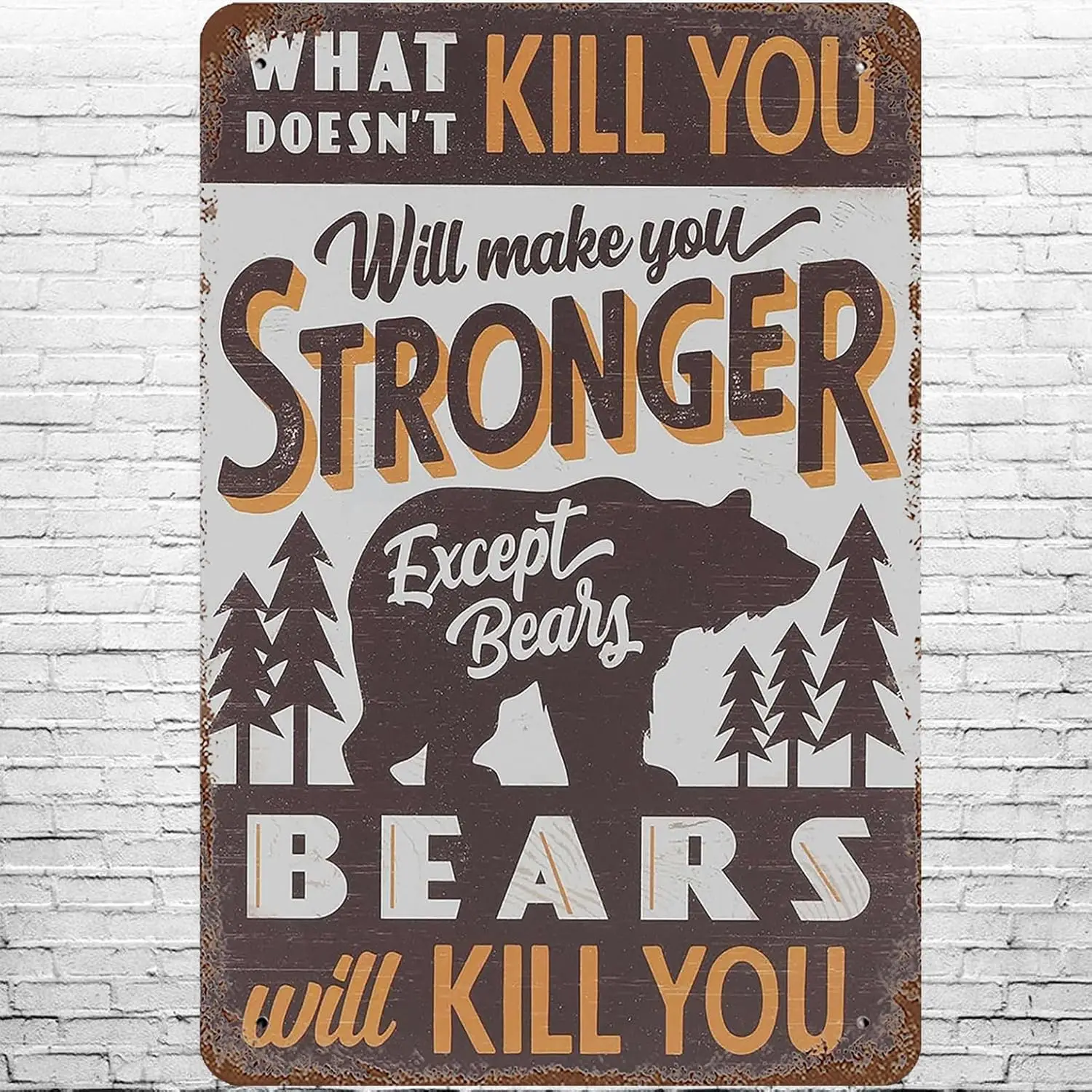 Metal Sign, 8x12 inches, Vintage Bear Theme, Retro Style, Outdoor Wall Mount, Sign for Home Decoration and Gift sign