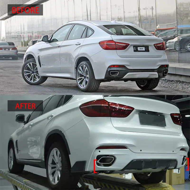 For 2014-2019 BMW X6 F16 MP Rear Bumper Diffuser Spoiler Lip Trunk Wing Body Kit Splitter Cover Trim