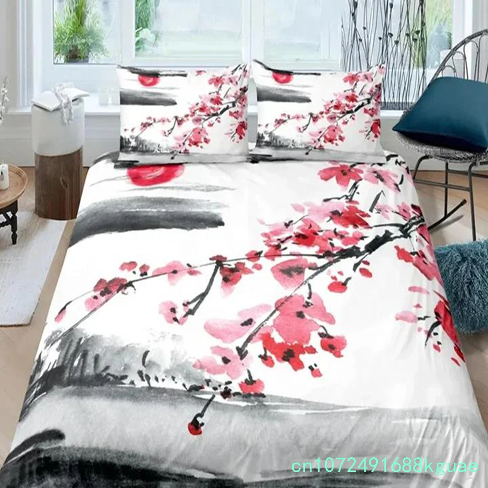 3D Cherry Blossom Flower Bedding Set - Twin Queen King Size Duvet Cover With Pillowcase For Boys Girls Teens Adults - 2/3pcs