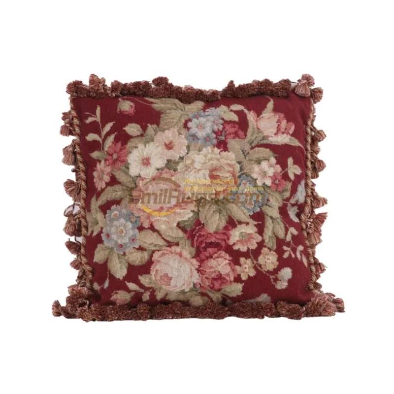 Renaissance needlepoint embroidery pillow high density ethnic woven pillow bedroom court