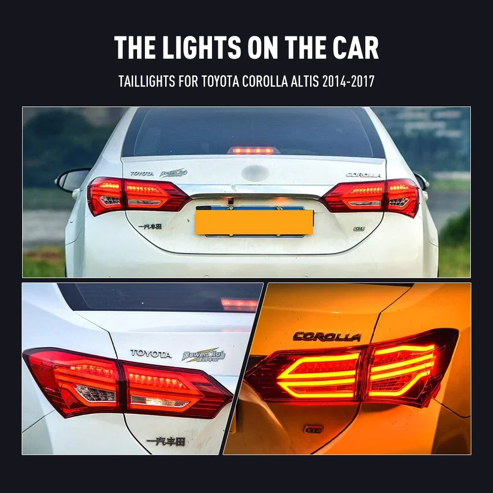 Pair Of LED Tail Lights For Toyota Corolla Altis 14-17 Reverse Brake Turning Signal Plug And Play Car Rear Tail Light Assembly