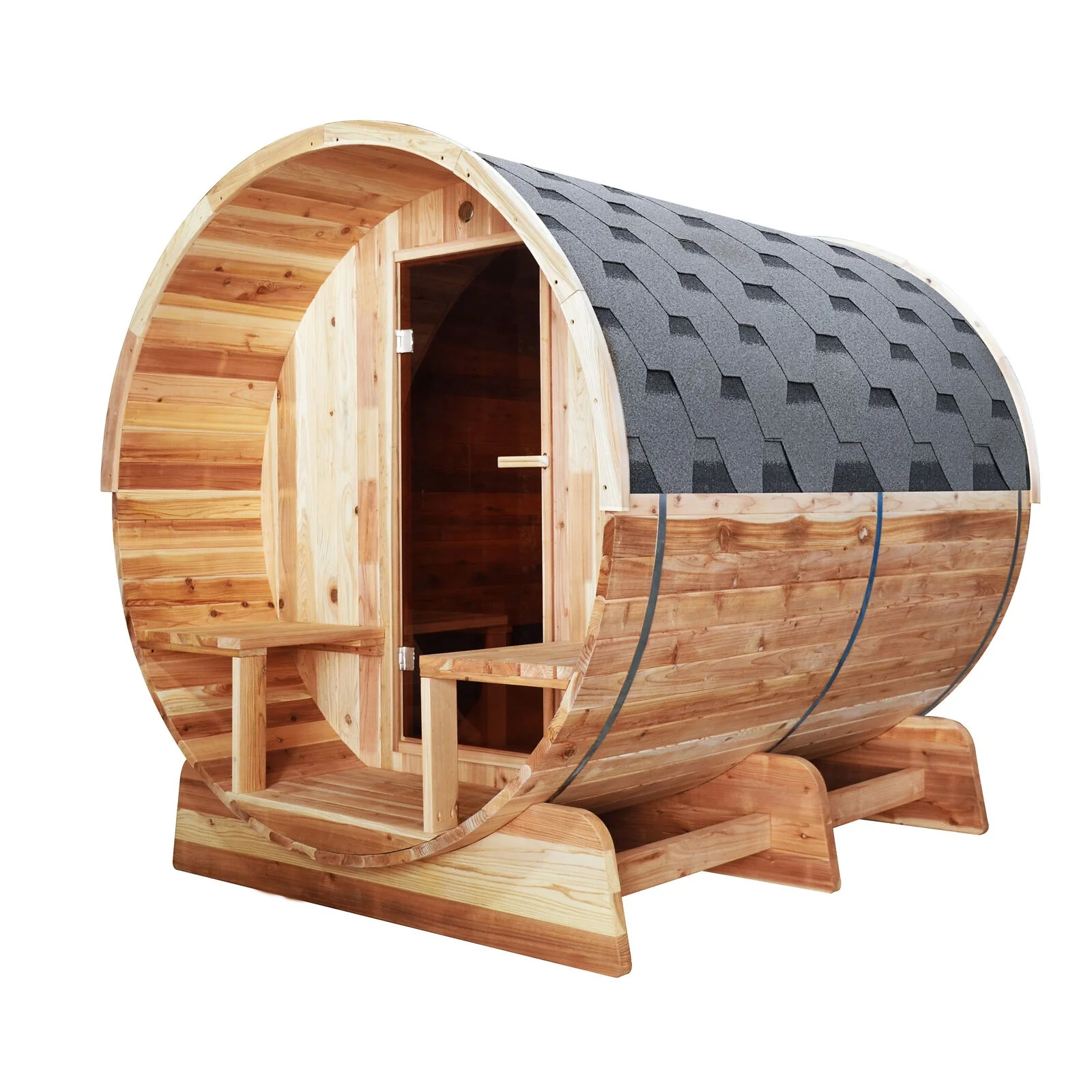 Wholesale Canadian Hemlock/Red Cedar Premium Family Outdoor Barrel Sauna Premium Family Outdoor Barrel Sauna