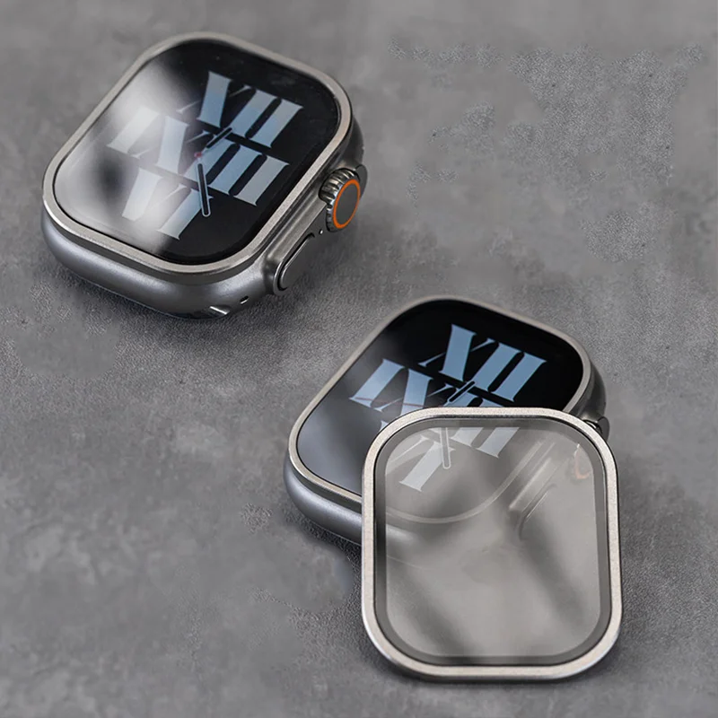 Tempered Glass for Apple Watch Ultra 3 2 1 49mm Titanium Metal Frame Anti-Scratch film for iWatch Series Ultra Screen Protector