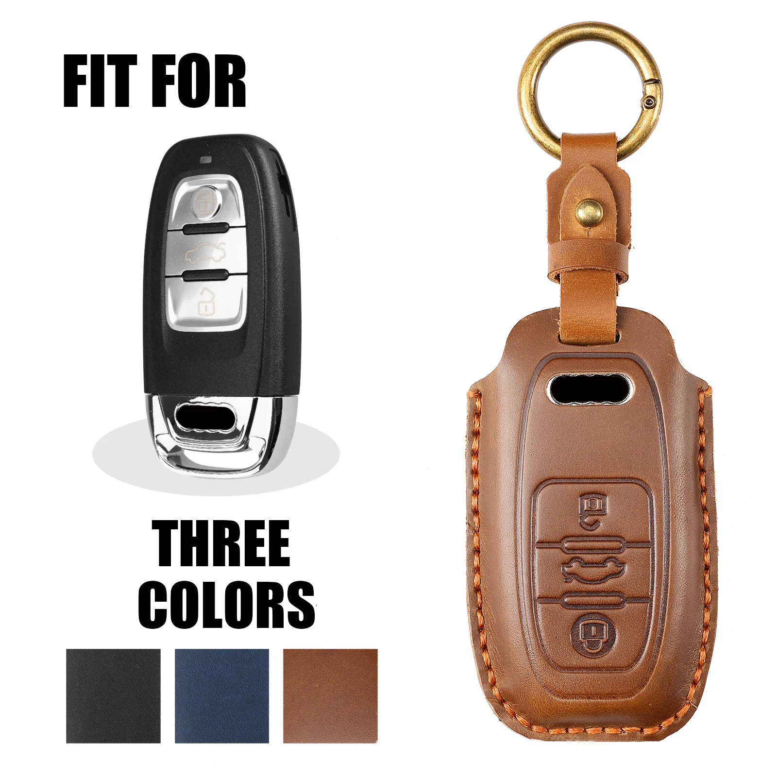 

Leather Car Remote Smart Key Cover Case Protector Shell Fob For Audi A1 A3 A4 A5 A6 A7 A8 Quattro Q3 Q5 Q7 2009-2015 Accessories