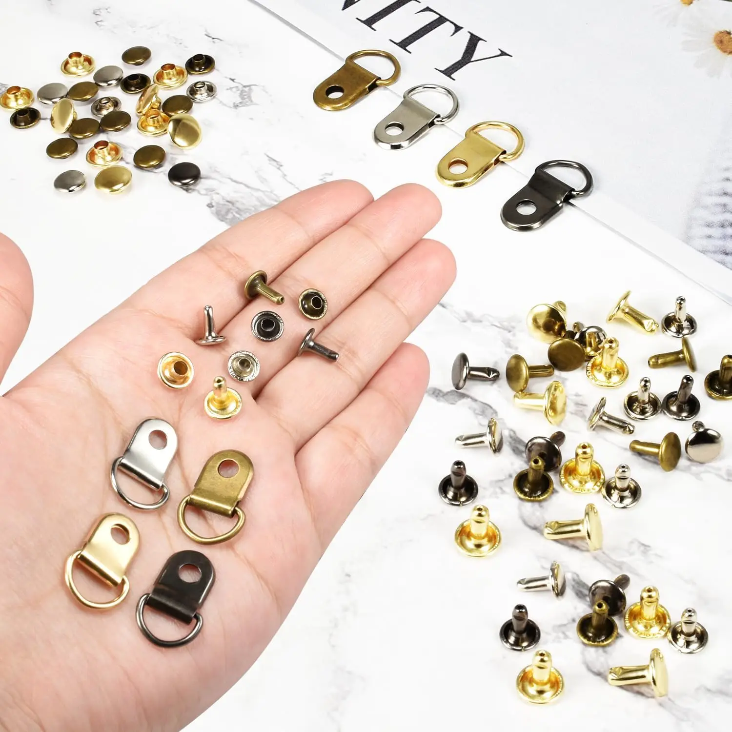 20-40Sets Shoe Lace Hooks Shoe Boot Lace Hooks Loop Ring with Rivets Shoe Boot Buckle D Ring Eyelet Metal Repair Accessories