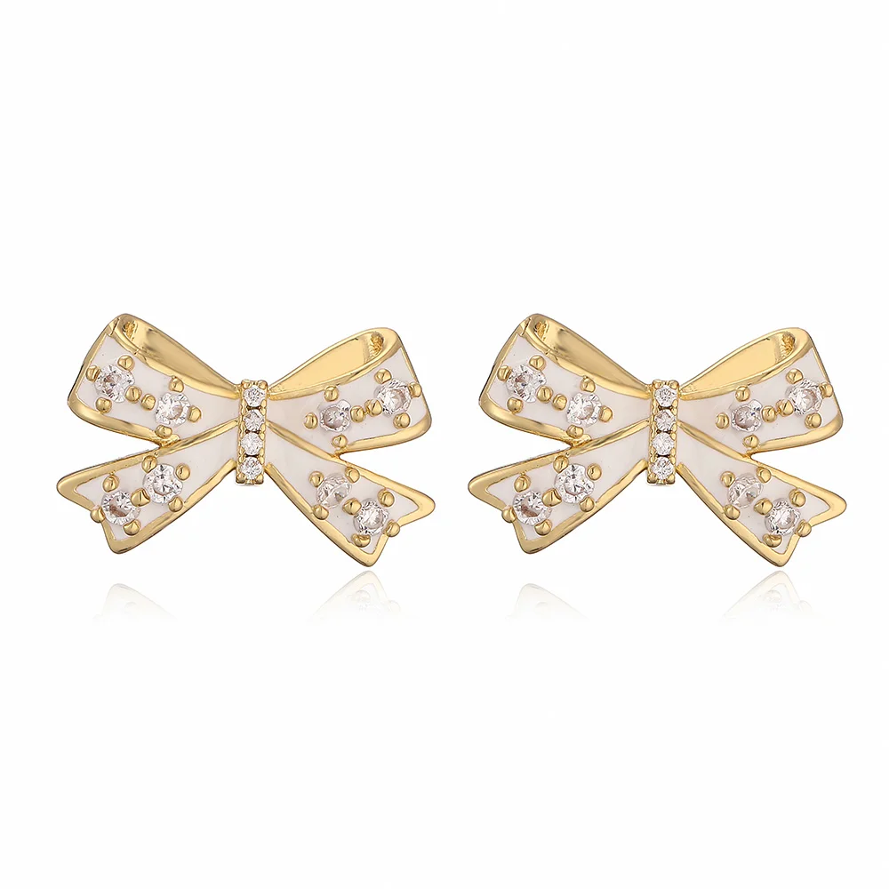 HECHENG,Fashion Exquisite Enamel Colored Bow Earrings necklace for Women Birthdays Gift