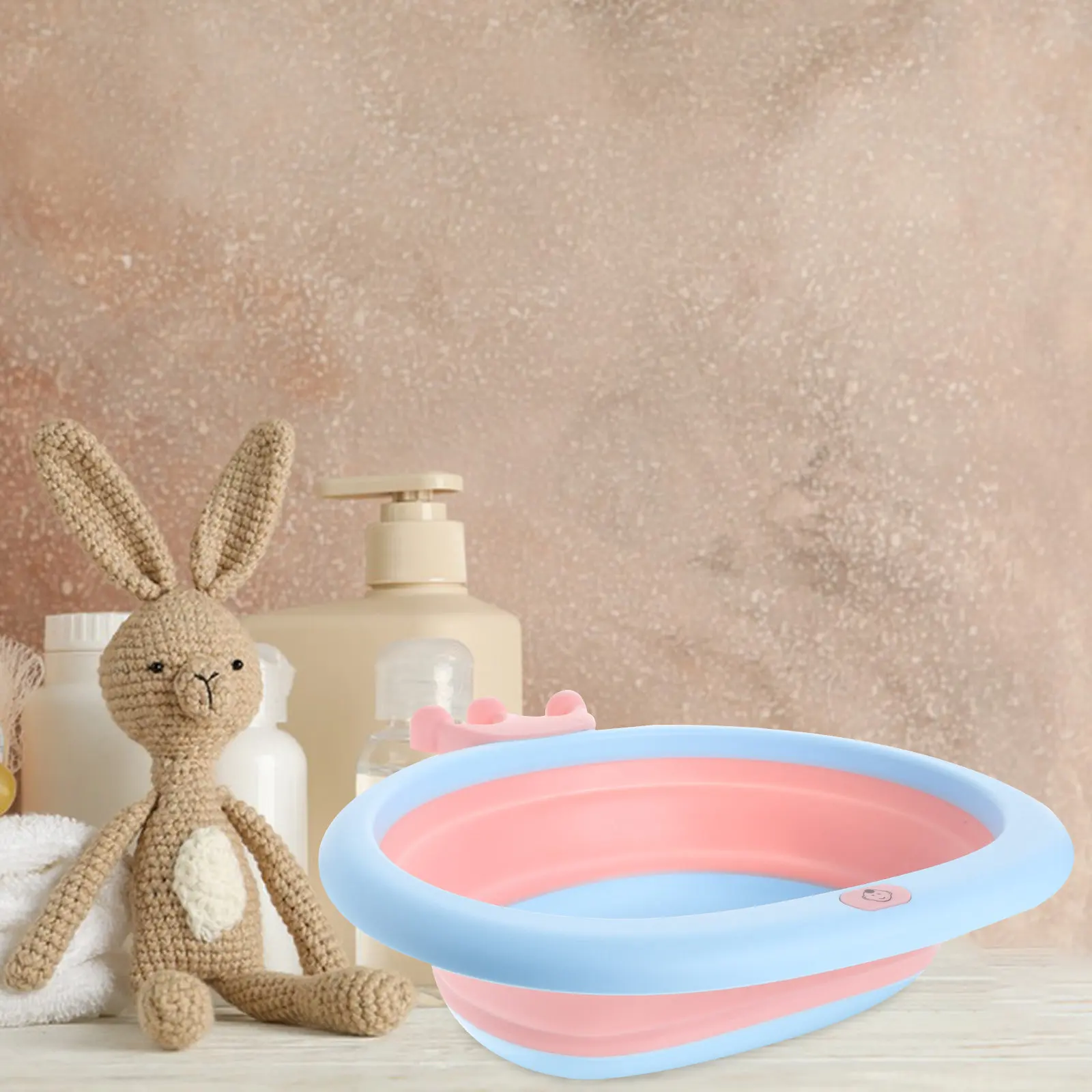 

1Pcs Portable Foldable Cartoon Crown Washbasin Collapsible Baby Wash Basin Travel Folding Baby Shower Gift Pink