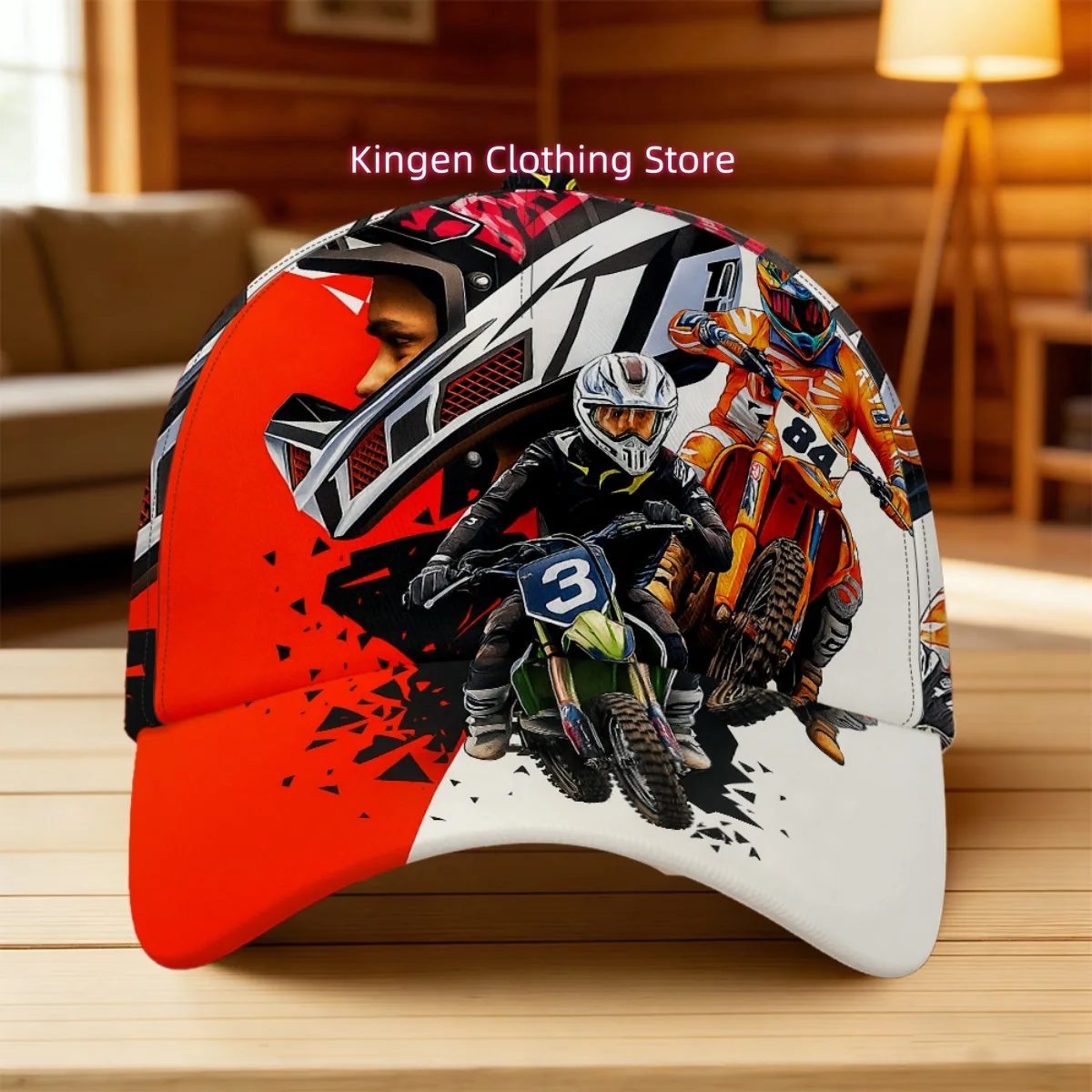 1pc 1pcs Motocross Action Jump Print Baseball Cap - Retro Dirt Design, Breathable Snapback Hat Suitable for Weekend Getaways, Ma
