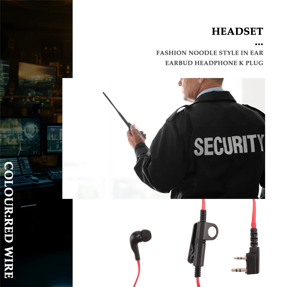 سماعة رأس على طراز النودلز من السلك الأحمر ، سماعة أذن بمقبس K ، سماعة رأس لـ Uv5R-S ، راديو Uv5R ، 2 دبوس
