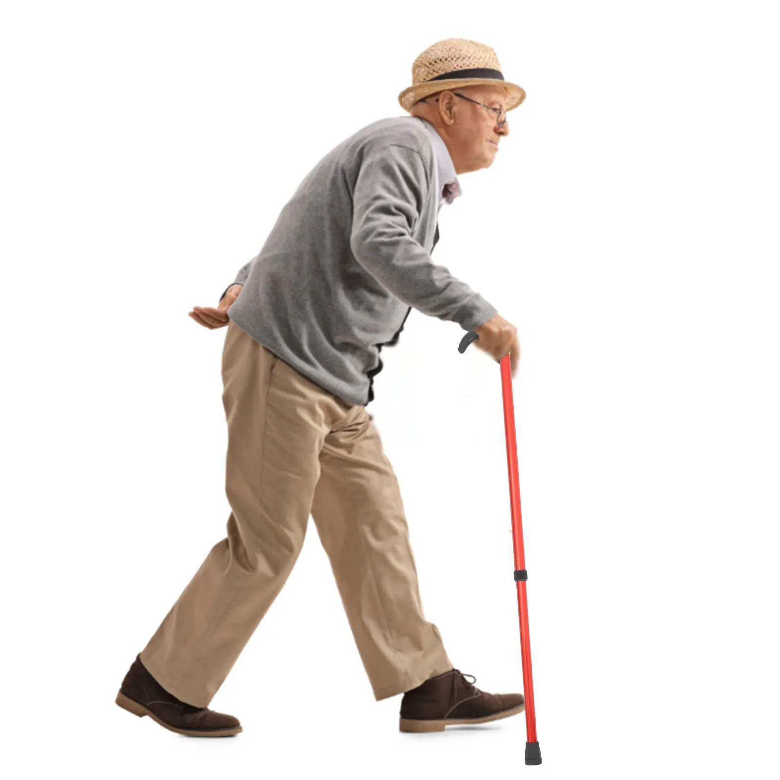 Aluminum Alloy 2 Section Adjustable Walking Cane Black Anti-Skid Elderly Support Retractable Walking Stick Stable Hiking Pole