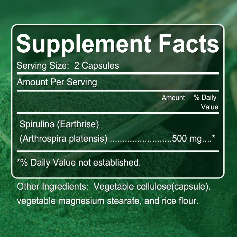 Spirulina Blue Green Algae 120 Capsules | Natural Immune Boost Support Overall Health Antioxidant Dietary Supplement