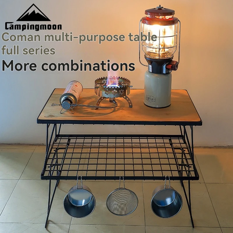 CAMPINGMOON T230/T-2303 Multi Purpose Iron Storage Rack Camping ตารางแบบพกพาอเนกประสงค์ BBQ โต๊ะพับกลางแจ้ง