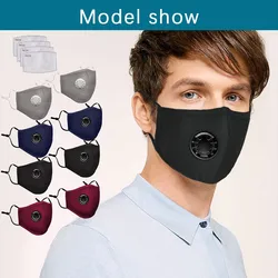 Reusable Black Anti Dust Mask PM2.5 Breathing Filter Valve Face Mouth Masks Cover Washable Anti Fog Haze Respirator Men Women