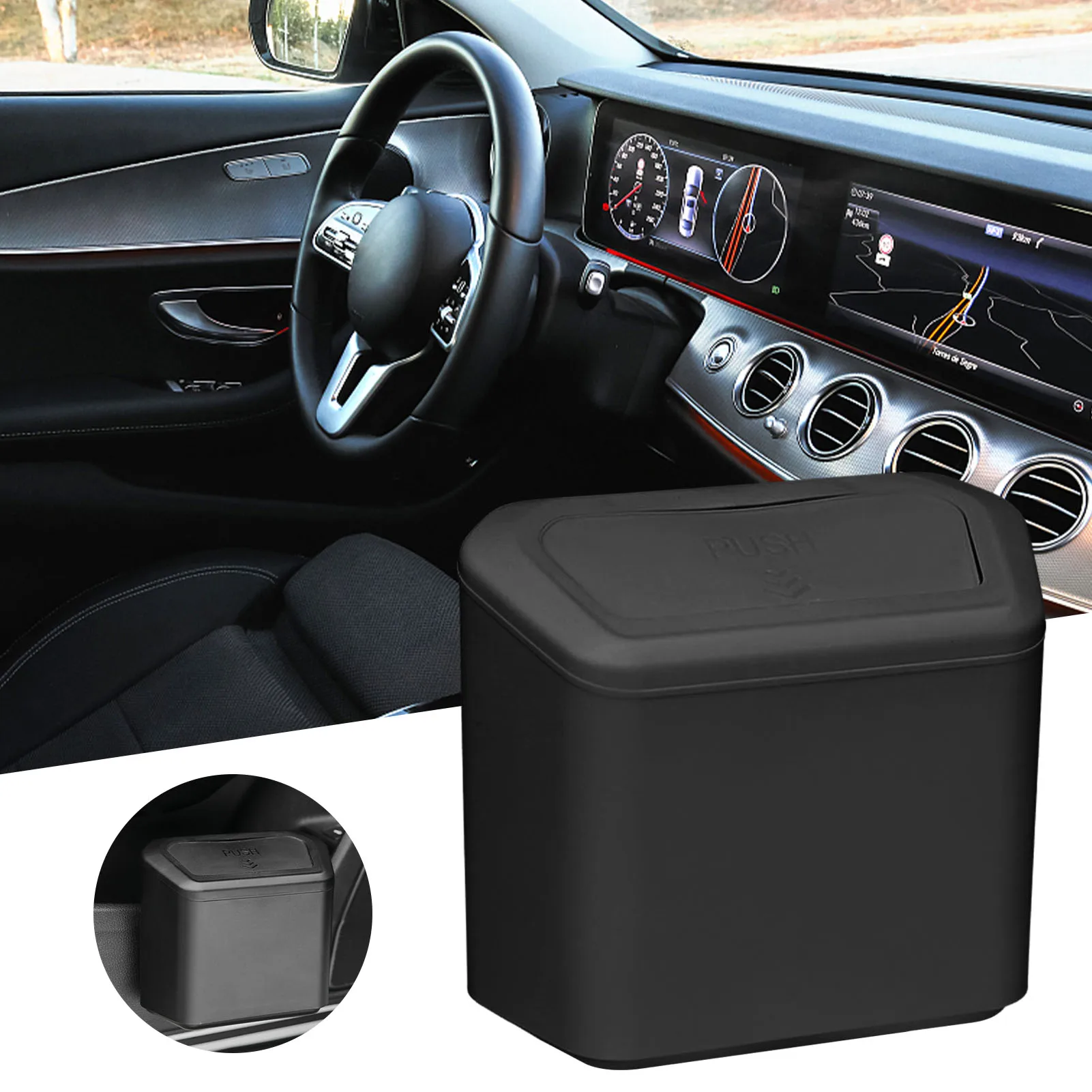 Universal Car Trash Can Automotive Door Seatback Mount Garbag Can With Lid Easy Installation Car Vehicle Trash Organizer