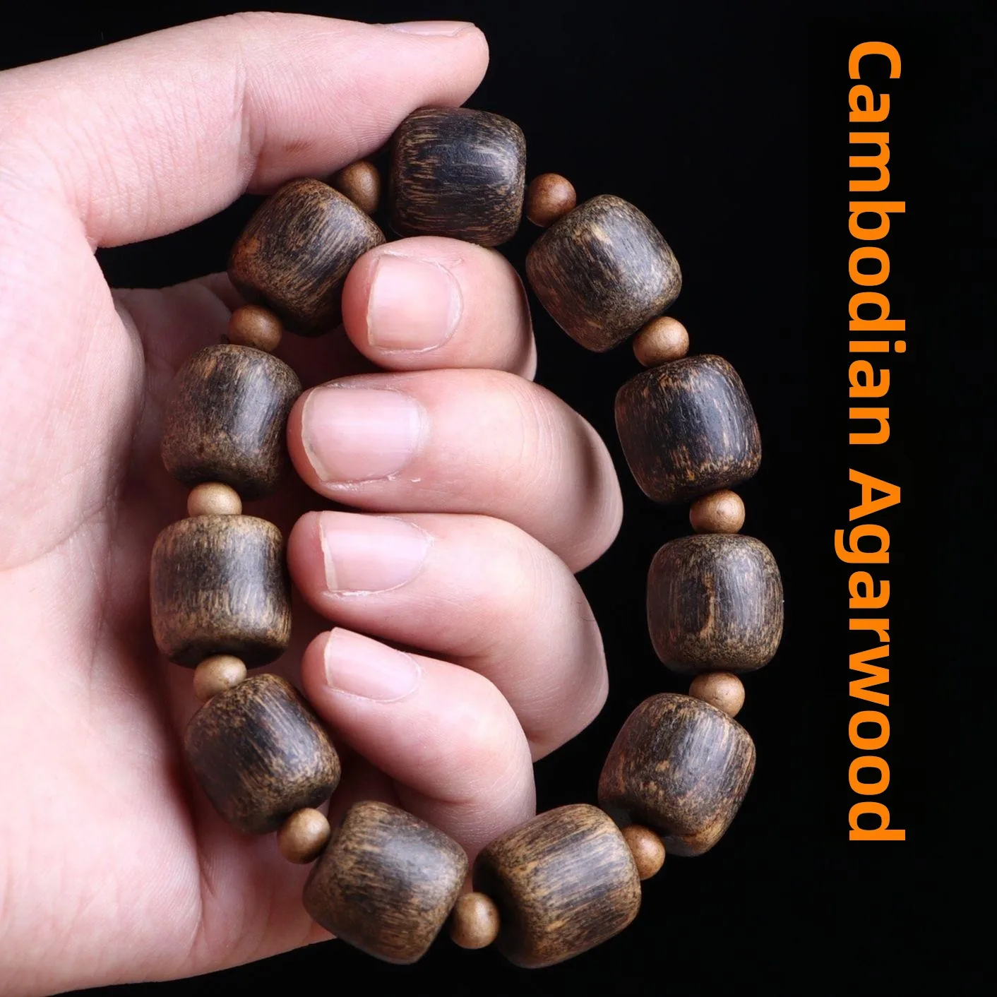 Modern Cambodian Old Material Liquid Incense Wooden Beads Handmade Bracelet Premium Quality Sandalwood Perfume Oils