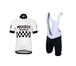 PEUGEOTful TEAM WHITE Retro Classic Cycling Jerseys Set Racing Bicycle Summer Short Sleeve Clothing Kit Maillot Ropa Ciclismo