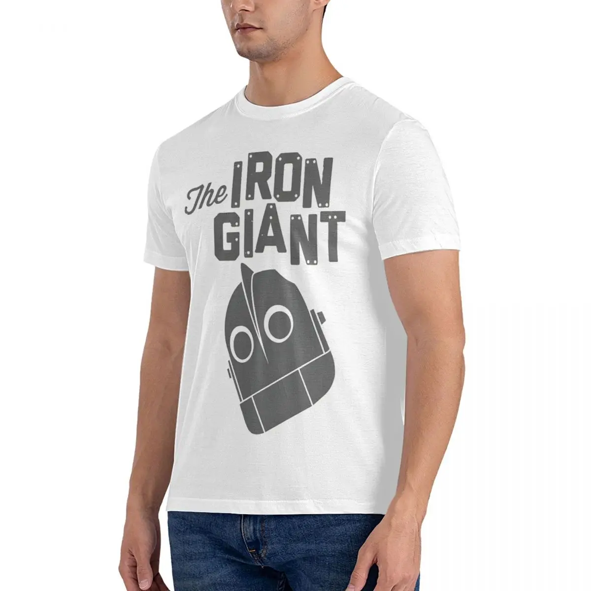 Logo Men T Shirts Iron Giant Novelty Tee Shirt Short Sleeve Crewneck T-Shirt Cotton Birthday Present Clothes