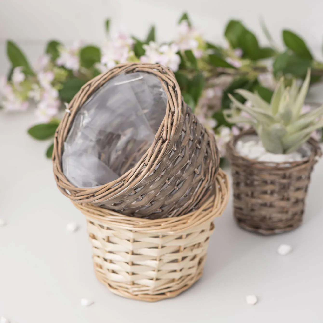 Pastoral Wicker Flower Pot Hand-woven Flower Decorative Basket Succulent Plant Creative Balcony Personalized Flower Pot