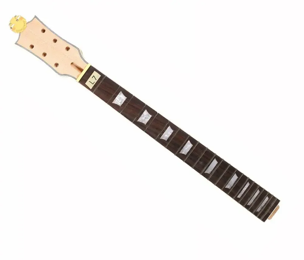 

Yinfente Electric Guitar Neck 22 Fret 24.75 Inch Rosewood Fretboard Binding Head Set in Heel Nice Inlay Unfinished Guitar Parts