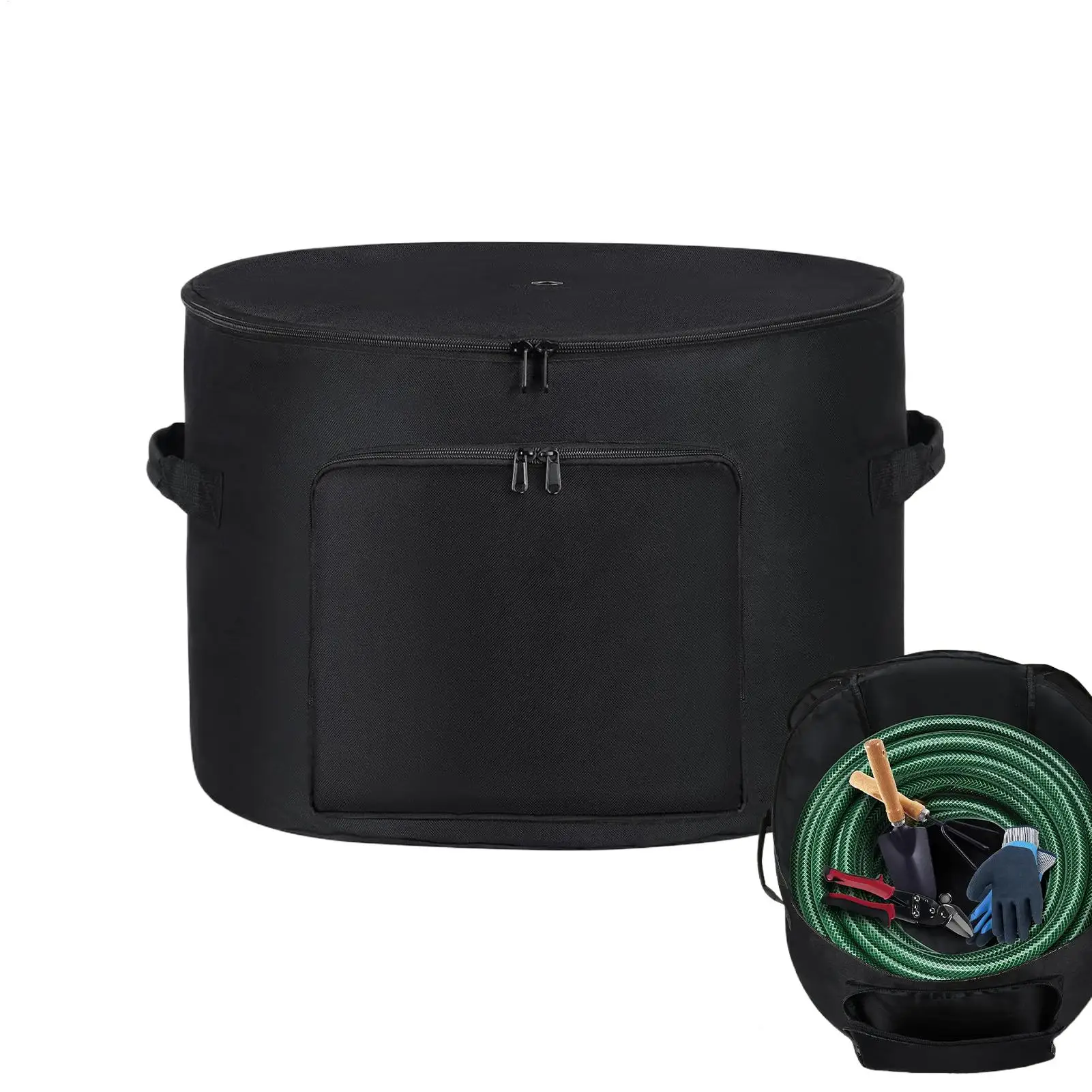 Garden Hose Storage Pot Large Capacity Tool Organizer Bucket Container Heavy-Duty Water Hose Reel Storage Pot for Backyard Patio