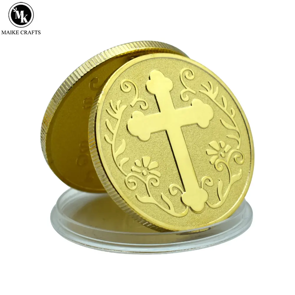 New Servant of Christ Coin Gold Plated Metal Cross Craft Christian God's Gift Commemorative Coin Collection