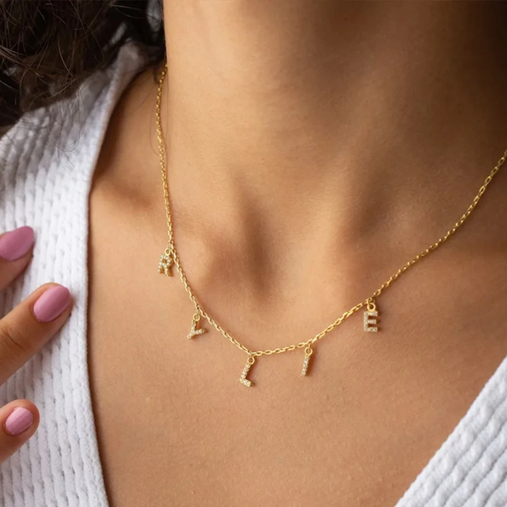 Alphabet Initial Pendant 26 Letter Charms Necklace And Bracelet Set Stainless Steel Star Moon Charm DIY Bracelets Keychain