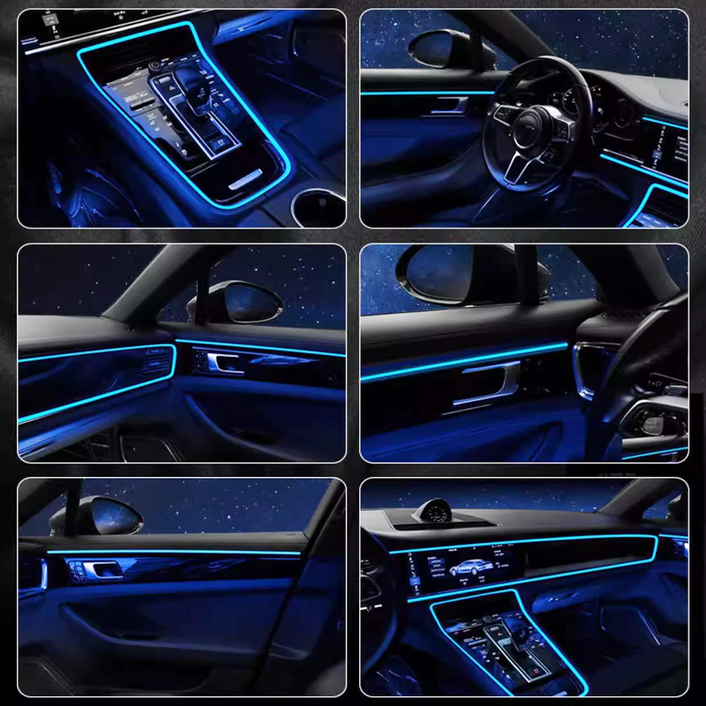 1/3/5 متر سيارة مصباح ليد قطاع سيارة DIY بها بنفسك ديكور داخلي حزام مصابيح التوصيل والتشغيل داخلي مصباح لتهيئة الجو للحزب إعلان علامات لافتات #4