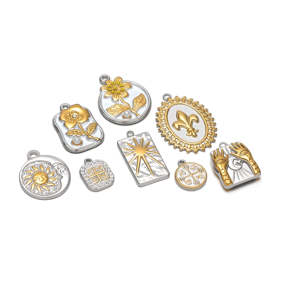 4Pcs Stainless Steel Oval Embossed Charms Irregular Tag Pendants for DIY Jewelry Making Necklaces Findings Bracelets Components