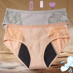 Calcinha de Algodão Feminina do Período Menstrual, Prova de Vazamento, Roupa Interior Absorvente, Cintura Alta, Cuecas Fisiológicas