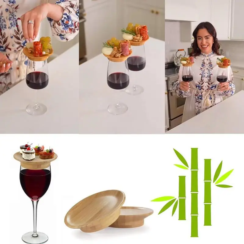 4pcs Charcuterie Boards Wooden Cheese Board Set Deli Plate Table Top Wine Glass Cup Topper Serving Tray For Party Home Household