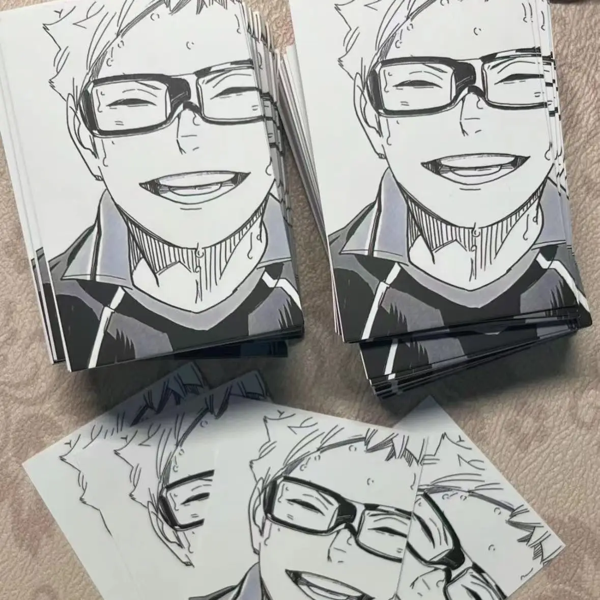 Anime Haikyuu!! Kei Tsukishima Cosplay black and white desktop decor Instant Polaroid accessories Cartoon camera small card