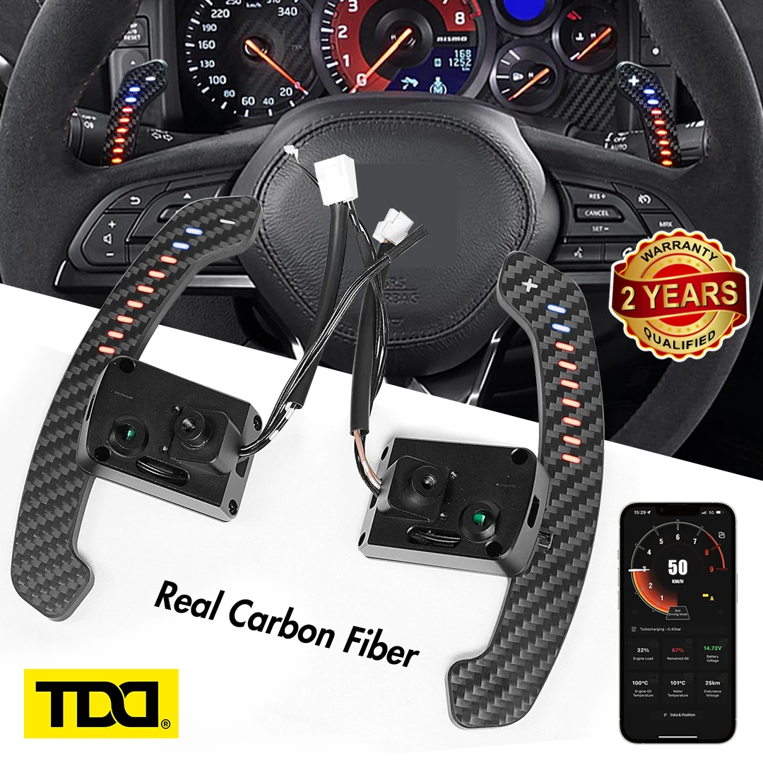 

TDD Motors Real Carbon Fiber LED Magnetic Paddle Shifters For Nissan Micra VERSA FAIRLADY Z GTR R35 Rogue Infiniti QX50 QX60