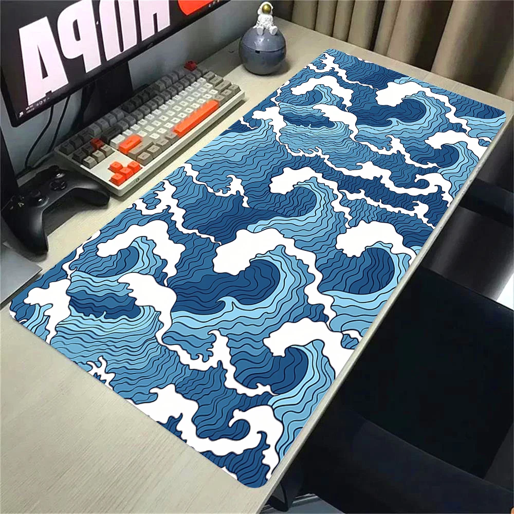 Large Black and White Mousepad Japanese Great Off Wave Mouse Pad Gamer XXL Mouse Mat Game Carpet Rubber Keyboard Pads 50x100cm