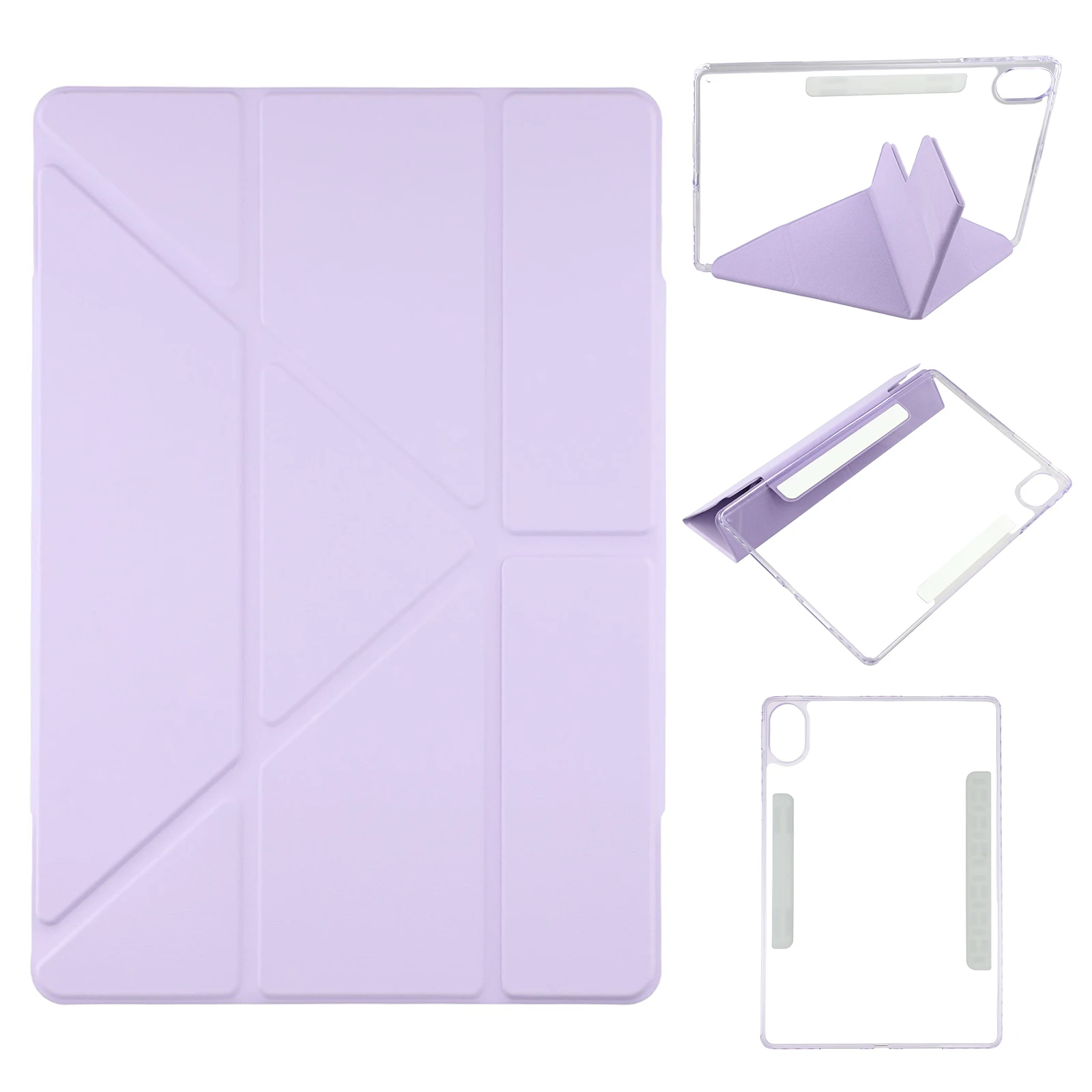 

For Huawei MatePad Air (2024) Case Magnetic Dual Clasp PU TPU Acrylic Origami Stand Tablet Cover - Purple