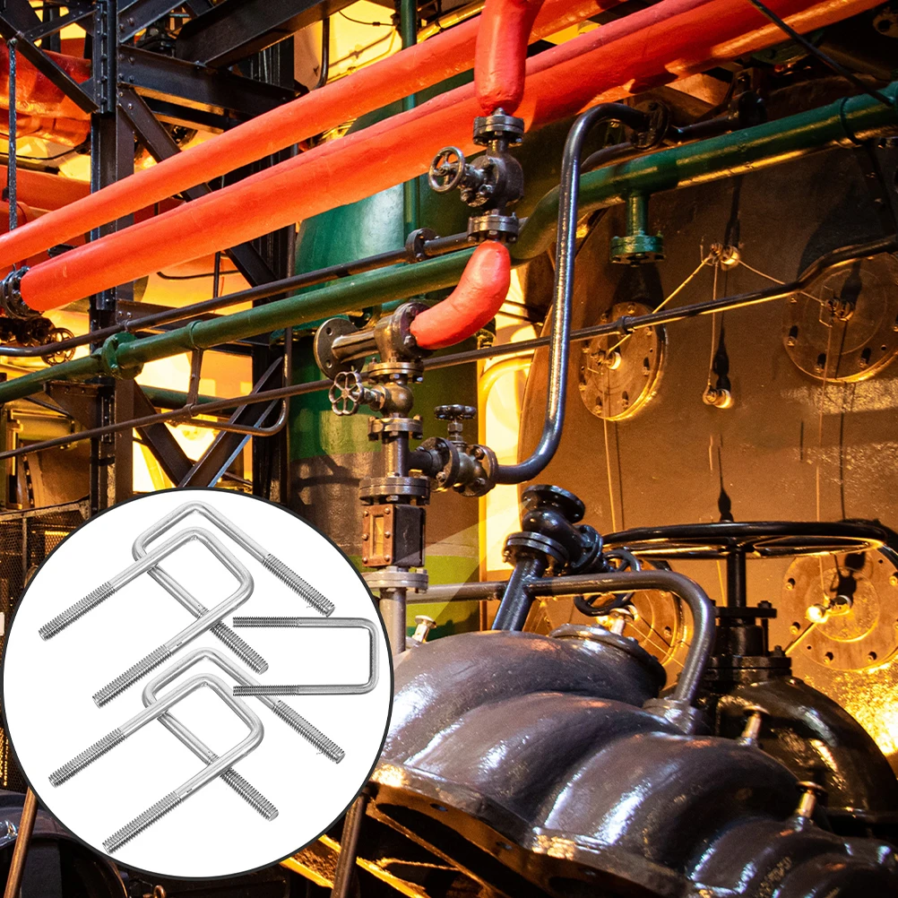 

5Pcs Stainless Steel Square U Bolts Heavy Duty Wear Resistant U-Shaped Bracket for Pipe Fixing Marine Trailer Construction