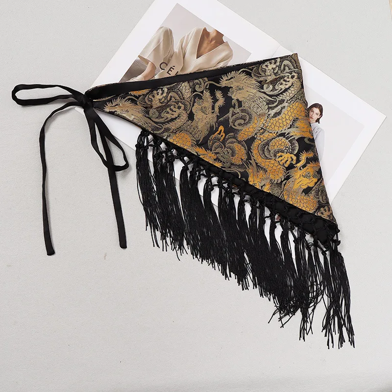 

Fashionable and Versatile Chinese-style Embroidered Triangular Tassel Wide Belt Designer Hanfu Belt Women Clothing Accessories