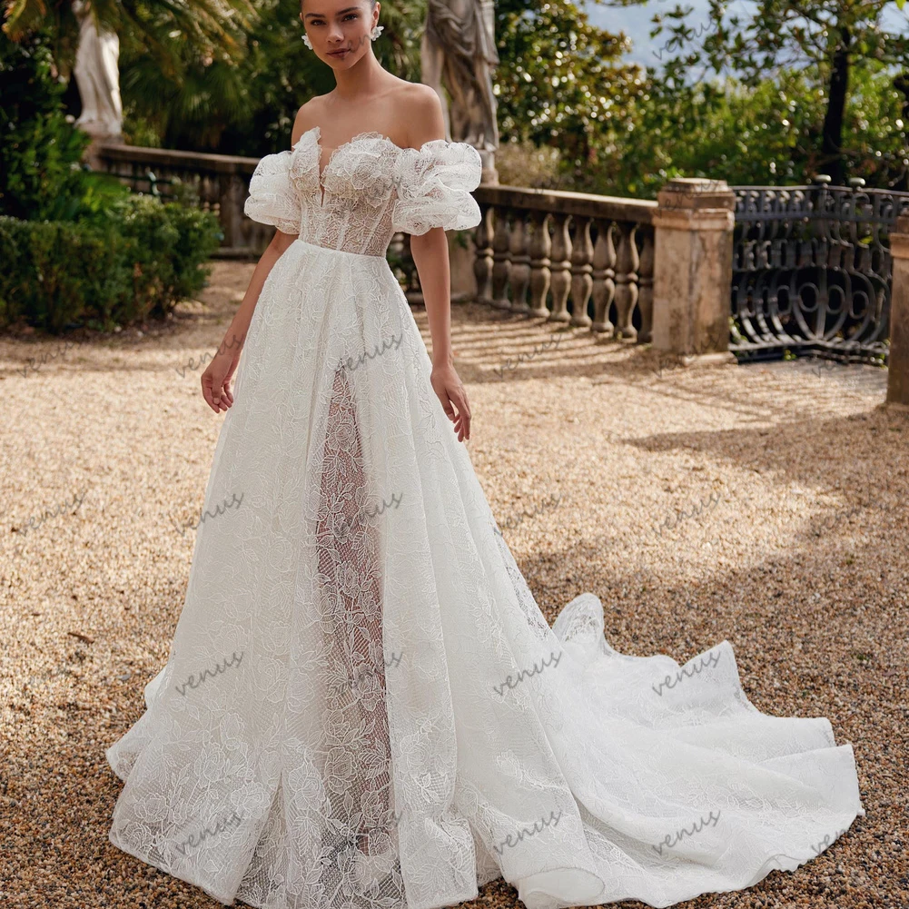 

Exquisite Wedding Dresses Princess Bridal Gowns Lace Appliques Short Puff Sleeves Sweetheart Vestidos De Novia Customized 2025