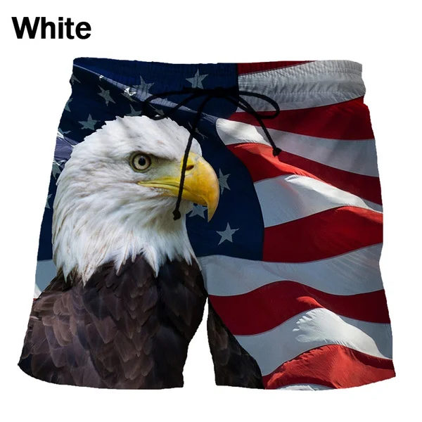 Fashion American Flag Eagle 3D Printed Shorts Summer Casual Funny Beach Shorts