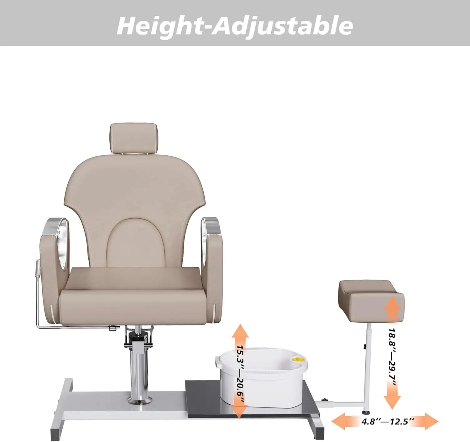 Silla de pedicura reclinable con taburete, estación de pedicura ajustable, silla de pedicura sin fontanería para tecnología de uñas, Foo giratorio de 360 grados