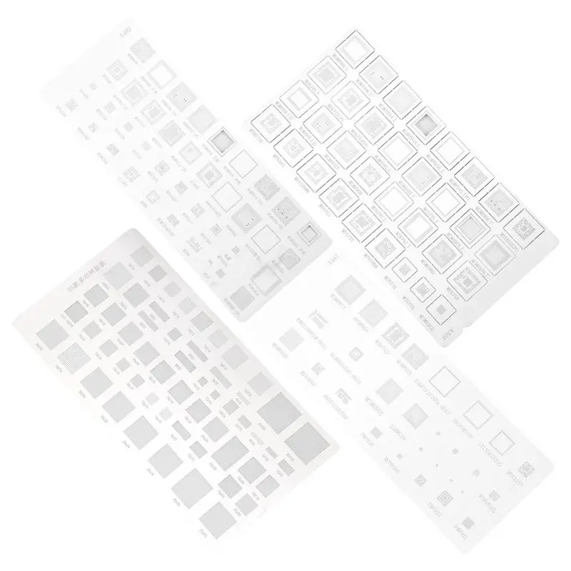 

Универсальный трафарет AT13 (4 шт.) для BGA-чипов MTK, MSM, Huawei, Xiaomi, iPad, CPU, RAM, PM, Power IC, для реболлинга, прямого нагрева, шаблон для пайки