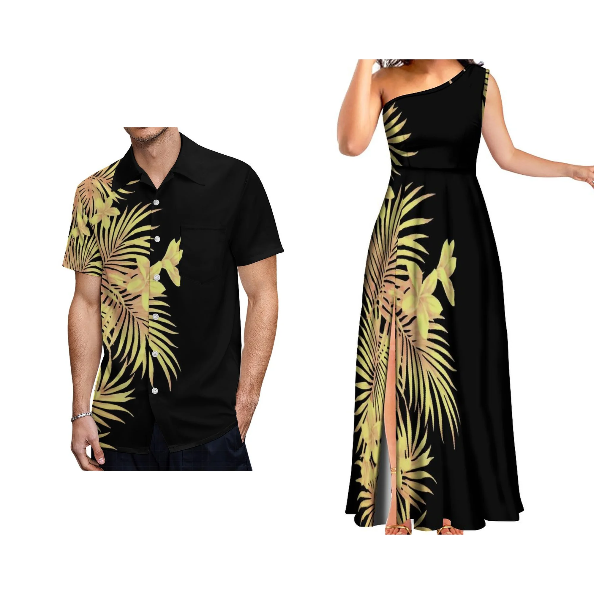 Wholesale Custom Plus Size One Shoulder Sleeveless Maxi Slit Dress Polynesian Tribal Print Long Party Evening Dress Women view 4