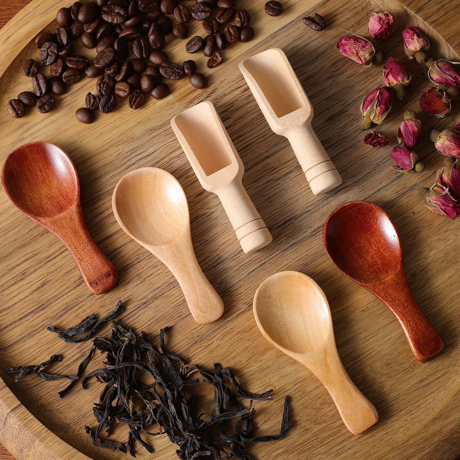 

9Pcs Wooden Scoops Seasoning Spoons Mini Spoons for Sugar Coffee Tea Bath Salts Small Wooden Spoons