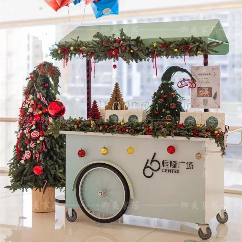 

Nordic wrought iron float creative shopping mall booth mobile promotion stand selling activity cartHY