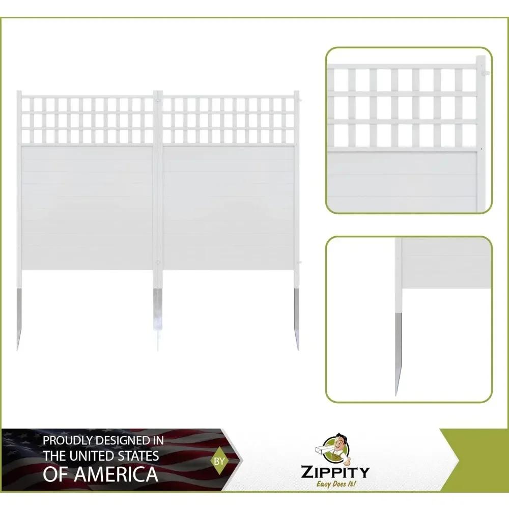Privacy Screen e Fence Kit, Outdoor Product, Dig Free Vinyl Kit, branco, largo, 44 "High x 42" Wide, 2 Pcs Set