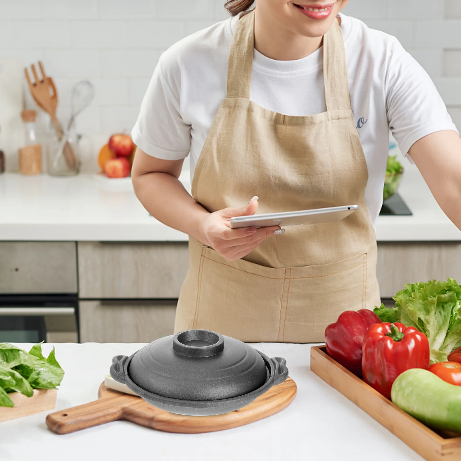 

1Pcs Non Stick Ceramic Stew Pot Cooking Pot Thick Wall Household Rice Container Kitchen Gadget Supply