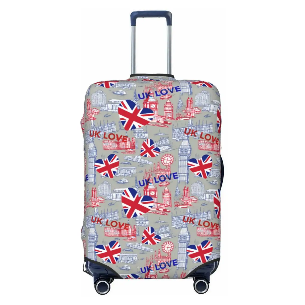 

Custom Flag Of The UK Love Luggage Cover Funny Suitcase Protector Covers Suit For 18-32 inch