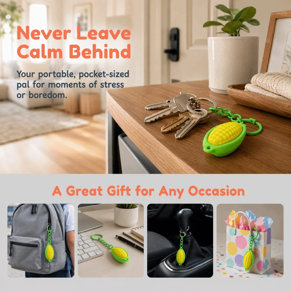 Cartoon Calming Keychain Keys Finger Button 3D Printed Anti-stress Toy Pendant Pumpkin Ghost Bag Charms Foods Clicker Key Chain